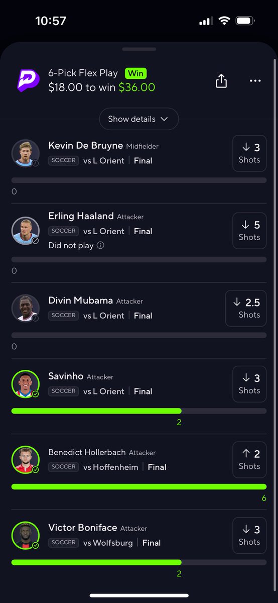 Brandon_A11's tweet photo. Something ain’t right @PrizePicks @PrizeSupport 
Both Kevin De Bruyne and Divin Mubama played …. https://t.co/7LJ29j4GUa