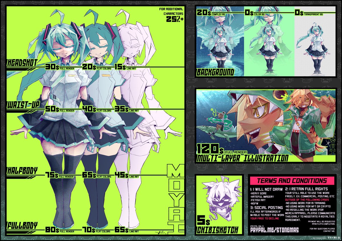 🔁 Commisions Open!! 
New sheet!! Contact me for any questions!