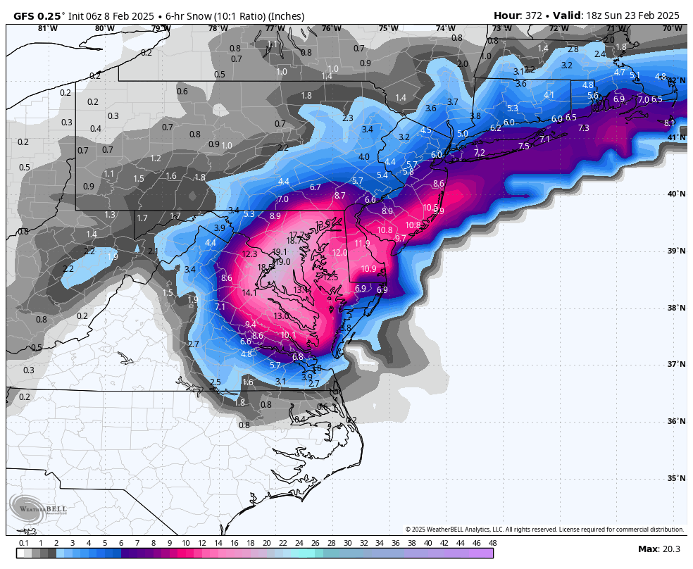 jake_wx's tweet photo. Wtf are these deadly ass snow fall rates in the long range on gfs. 19 inches in 6 hours ????? #notaforecast https://t.co/pH3C51Bl83