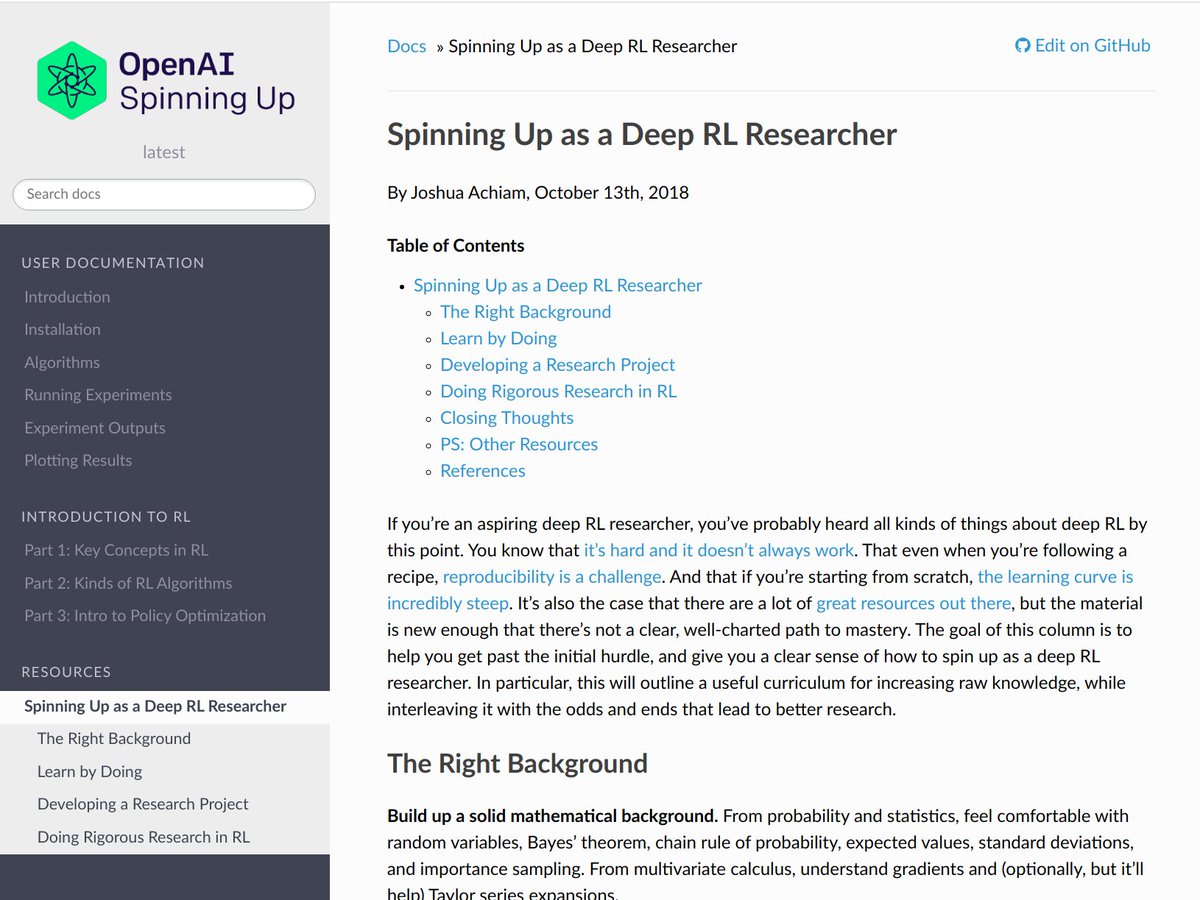y0b1byte's tweet image. With interest in RL skyrocketing, I remind you that this resource by @jachiam0 is still the best introduction to RL you can find.