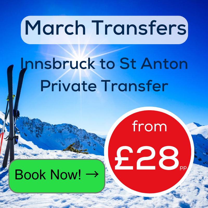 Hit the slopes in style this March with private transfers from Innsbruck to St Anton. Book now for an unforgettable adventure! 
ski-lifts.com

#SkiTransfers #WinterEscape