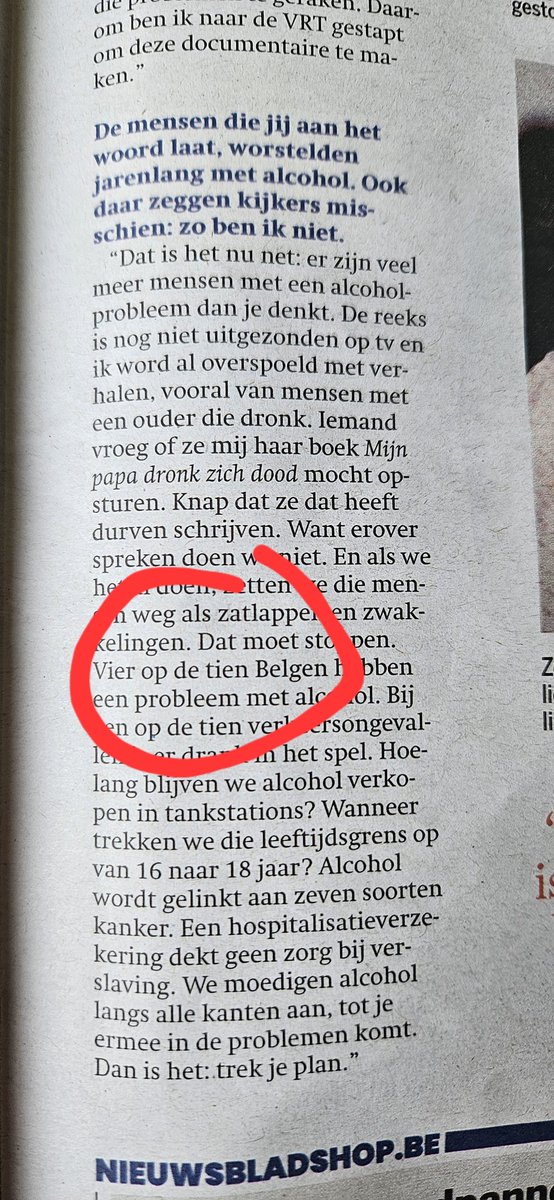 Zijn er Belgen met een alcoholprobleem? Ongetwijfeld. Maar gaan we nu werkelijk 40% van de Belgen een probleem aanpraten? Ik dacht het niet... <a href="/Nieuwsblad_be/">Nieuwsblad.be</a>