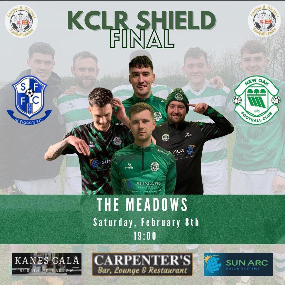 Tonight sees our <a href="/kclr96fm/">KCLR 96FM</a> shield final take place at 7pm in St Pats Graigcullen between <a href="/StFiaccsFC/">St Fiaccs FC</a> and <a href="/New_Oak_Boys/">New Oak FC</a> in what should be a brilliant final. The two clubs little kickers will be mascots and play before the game at 6:30. Get yourself down to the game tonight.