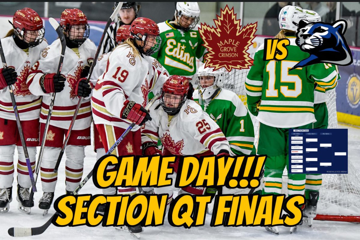 MGgirlshockey's tweet image. GAME DAY!!! 
Section QT Finals 
@MG_Girls_Hockey takes on the Rogers Royals
#WeAreCrimson #StepOne #GameTime @MGActivities @CCXSports 

⌚️5:30
📍Roseville Arena
💻 @mnhockeytv