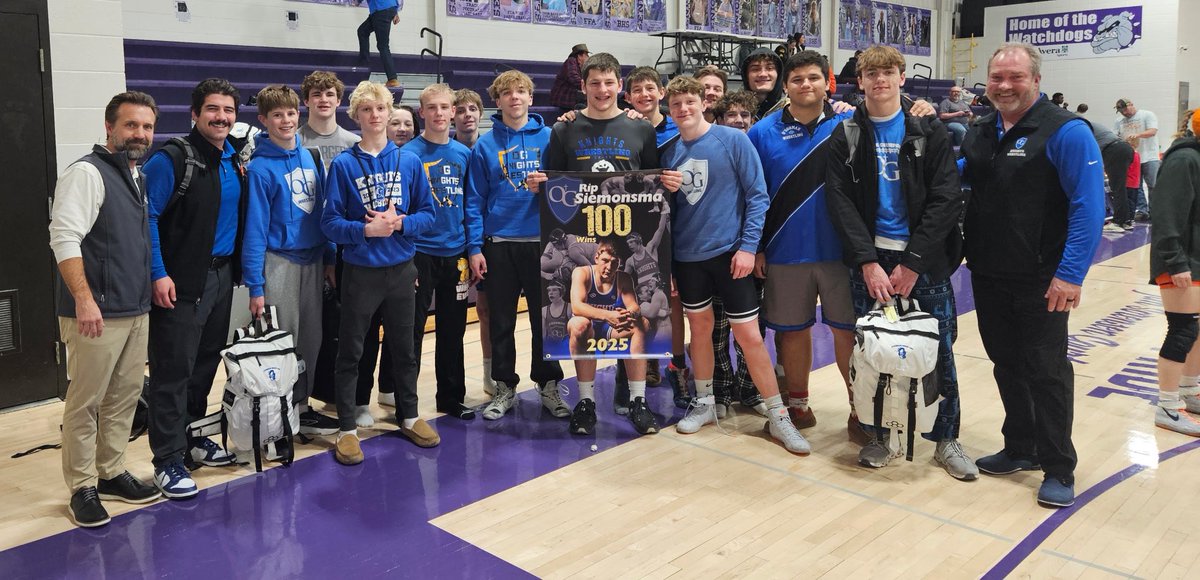 Rip Siemonsma got his 100th career win Thursday night in a battle with No. 2 ranked 190 pounder.  Way to go Rip!