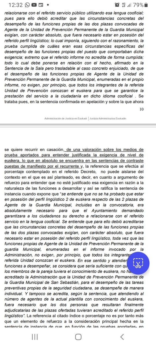Donostiako udaltzainen Epaia (kasazioan)... udalari dagokio udaltzain gisa aritzeko B2 "erabat nahitaezkoa" dela frogatzea... Hizkuntza planifikazioa eta euskararen normalizazioa zokoratuta/blokeatuta. Ekimen politikorako garaia da!!! Erremediorik egon badago, legea aldatuz gero