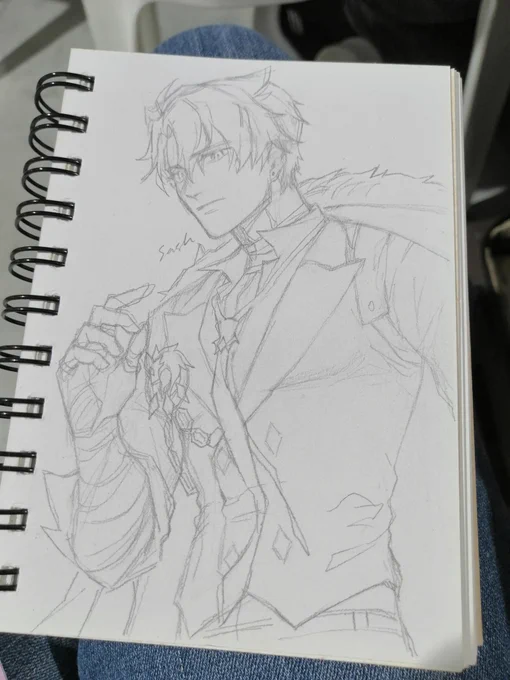 Made a wriothesley sketch and im not sure if i wanna ruin it with my inking 