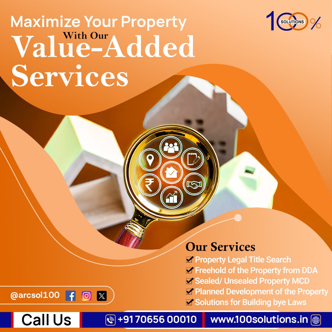arcsol100's tweet photo. Maximize your property's potential with #100Solutions – from #legaltitle search and #freehold conversion to #MCD property solutions, planned development, and building #byelaw #compliance.
#arcsol https://t.co/g5qm7rqfQy