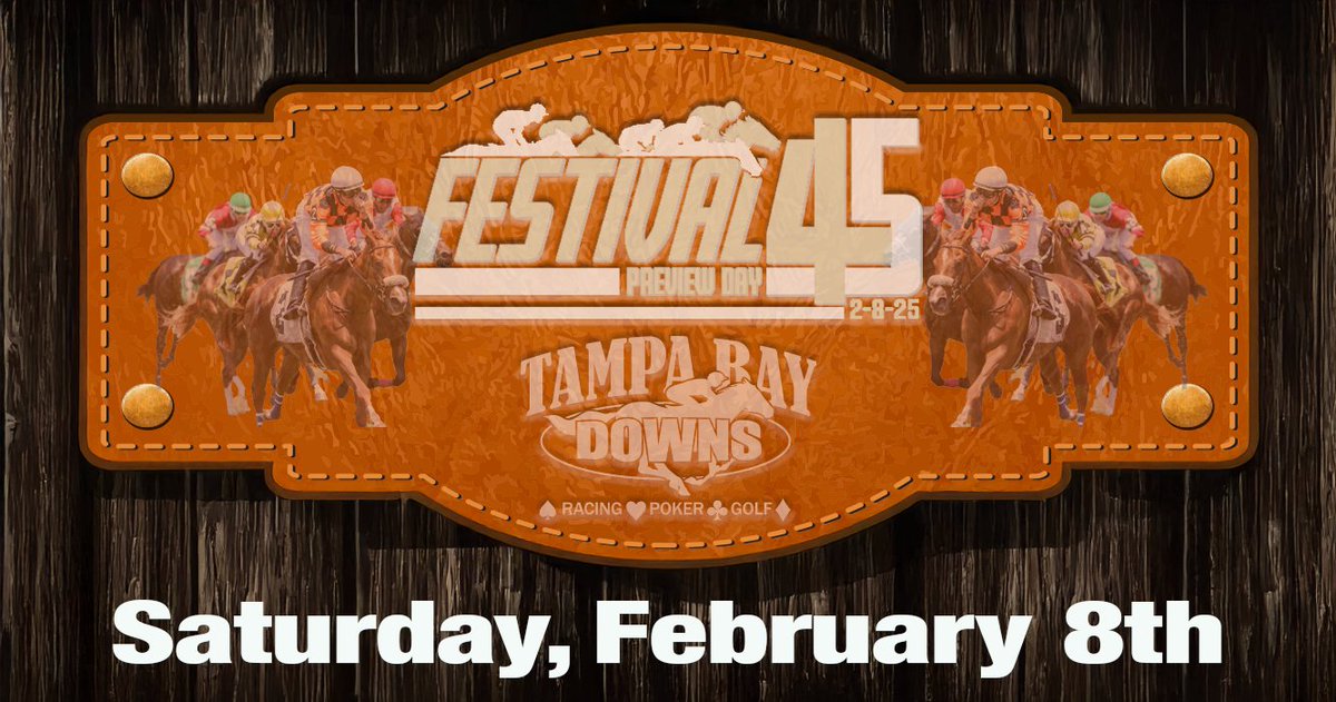 TampaBayDownsFL's tweet photo. 12 action-packed races this Saturday at Tampa's Festival Preview Day featuring the Sam F. Davis Stakes! 4 dirt stakes + 5 turf battles. Gates open 11am, first post 12:05pm. #liveituptampa #HorseRacing #SamDavis #tampabay #florida #tampabaydowns https://t.co/U6Gum3C5en