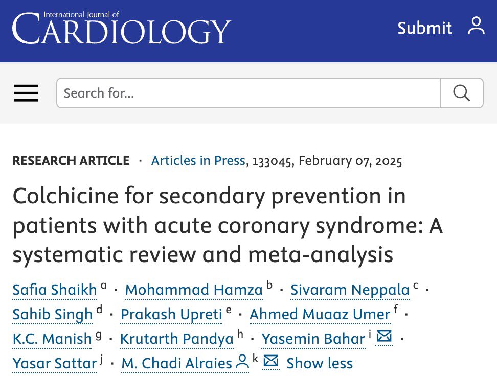 Sahib Singh, MD (@sahibs559) on Twitter photo New publication <a href="/IJCardio/">International Journal of Cardiology</a>.
Thank you <a href="/DrSafiaShaikh/">Safia Shaikh</a> <a href="/dr_hamza_md/">Mohammad Hamza</a> <a href="/sivaramneppala/">Sivaram Neppala, MD, PhD</a> <a href="/PrakashUpretiMD/">Prakash Upreti, MD</a> <a href="/MuaazUmer/">Ahmed Muaaz Umer MD</a> <a href="/ManishK78234050/">Manish KC, MD, MPH (He/Him)</a> <a href="/KrutarthKPandya/">Krutarth Pandya</a> <a href="/yaseminbaharr/">Yasemin Bahar, MD</a> <a href="/DryasarsattarMD/">Yasar sattar MD MS</a> <a href="/chadialraies/">Chadi Alraies, MD FACC FSCAI</a>.
internationaljournalofcardiology.com/article/S0167-… New publication <a href="/IJCardio/">International Journal of Cardiology</a>.
Thank you <a href="/DrSafiaShaikh/">Safia Shaikh</a> <a href="/dr_hamza_md/">Mohammad Hamza</a> <a href="/sivaramneppala/">Sivaram Neppala, MD, PhD</a> <a href="/PrakashUpretiMD/">Prakash Upreti, MD</a> <a href="/MuaazUmer/">Ahmed Muaaz Umer MD</a> <a href="/ManishK78234050/">Manish KC, MD, MPH (He/Him)</a> <a href="/KrutarthKPandya/">Krutarth Pandya</a> <a href="/yaseminbaharr/">Yasemin Bahar, MD</a> <a href="/DryasarsattarMD/">Yasar sattar MD MS</a> <a href="/chadialraies/">Chadi Alraies, MD FACC FSCAI</a>.
internationaljournalofcardiology.com/article/S0167-…