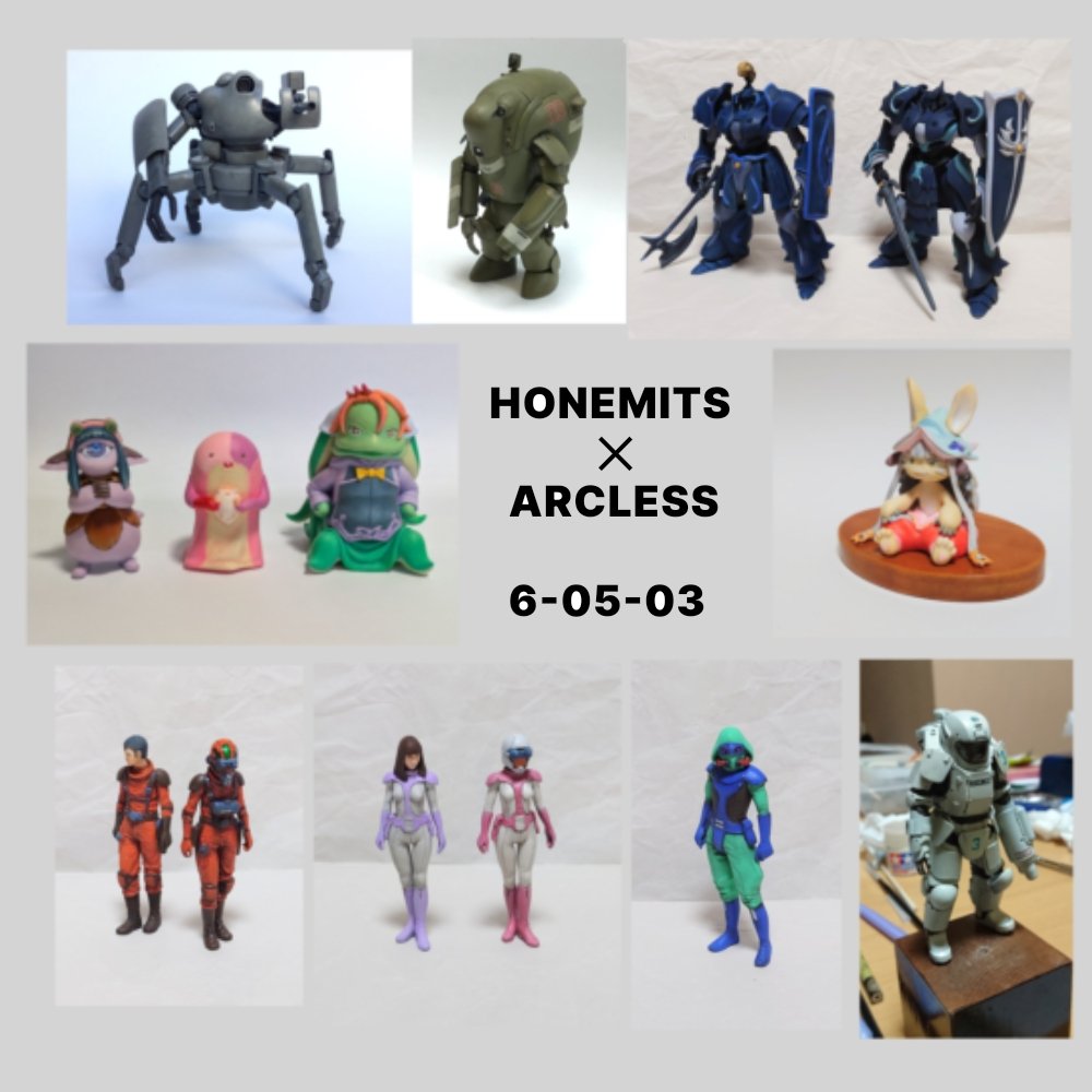 honemits's tweet photo. 【WF2025w 】

最終案内をさせていただきます。HONEMITS ✕ ARCLESS　6-05-03、
カルネージハート、マシーネンクリーガー、機甲界ガリアン・鉄の紋章、メイド・イン・アビス、装甲騎兵ボトムズのアイテムを中心に揃えております。 https://t.co/7XbRBj4h3c