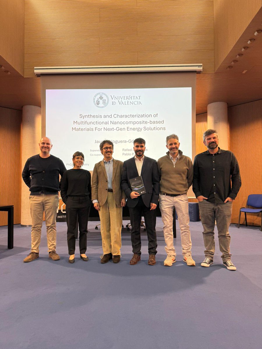 Rafael Abargues (@rabargues) on Twitter photo Time flies. Time to fly. 🚀
Congratulations, <a href="/JNogueraGomez/">Jaume Noguera-Gómez</a>, on your PhD! <a href="/PabloPBoix/">Pablo</a> and I are proud to celebrate the first PhD graduate from <a href="/ABx3Lab/">ABX3Lab</a>. Wishing you great success in this new chapter!
Many thanks to the tribunal <a href="/MicheleSessolo/">Michele Sessolo</a> and <a href="/MMoralesMasis/">Monica Morales-Masis</a>, <a href="/IvanMoraSero/">Iván Mora-Seró</a> Time flies. Time to fly. 🚀
Congratulations, <a href="/JNogueraGomez/">Jaume Noguera-Gómez</a>, on your PhD! <a href="/PabloPBoix/">Pablo</a> and I are proud to celebrate the first PhD graduate from <a href="/ABx3Lab/">ABX3Lab</a>. Wishing you great success in this new chapter!
Many thanks to the tribunal <a href="/MicheleSessolo/">Michele Sessolo</a> and <a href="/MMoralesMasis/">Monica Morales-Masis</a>, <a href="/IvanMoraSero/">Iván Mora-Seró</a>