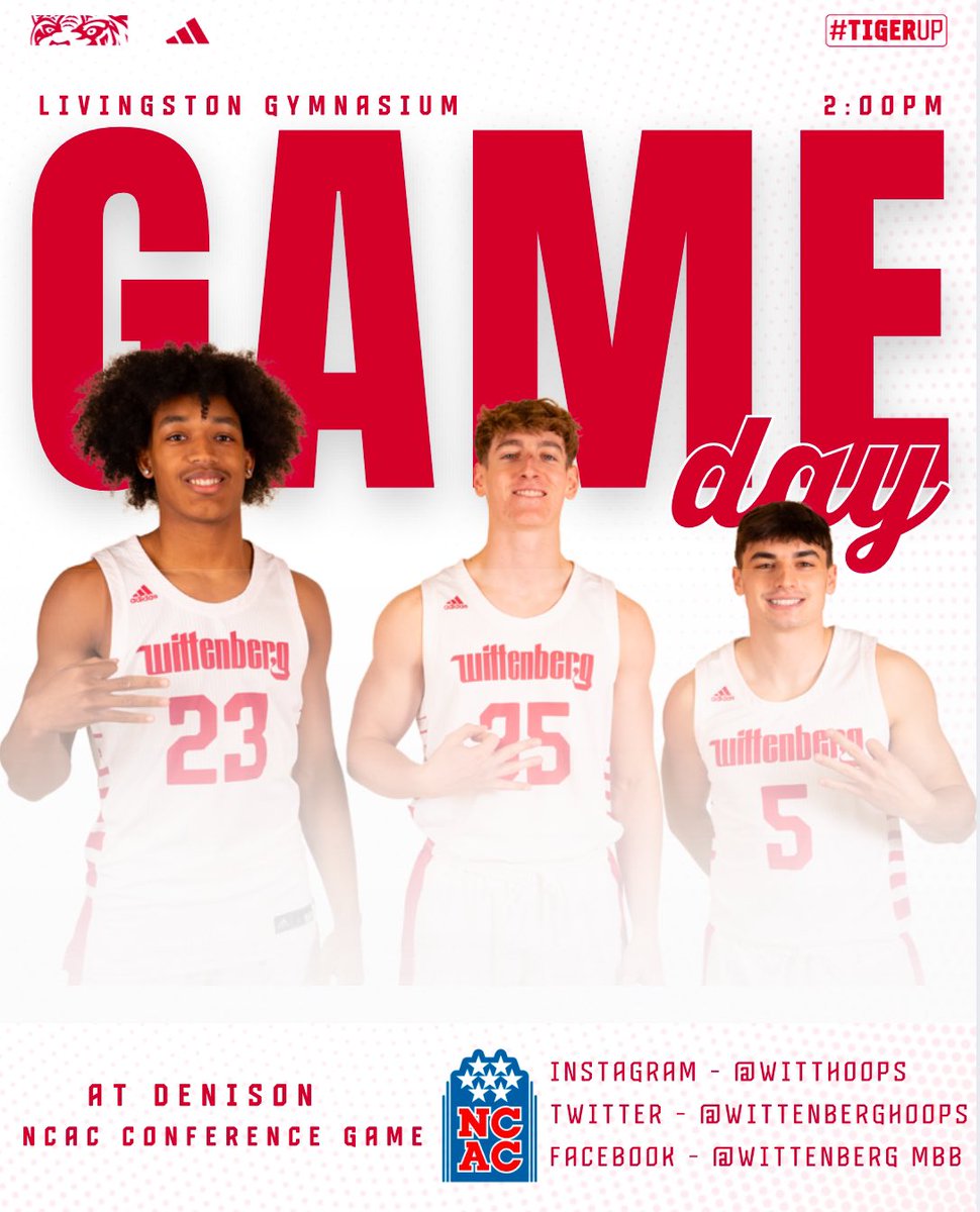 WittenbergHoops's tweet image. 🚨Tiger Game Day🚨
📍 Denison
⏰ 2 PM
🖥️ northcoastnetwork.com/denison/
📊 denisonbigred.com/sidearmstats/m…

#TigerUp #d3hoops