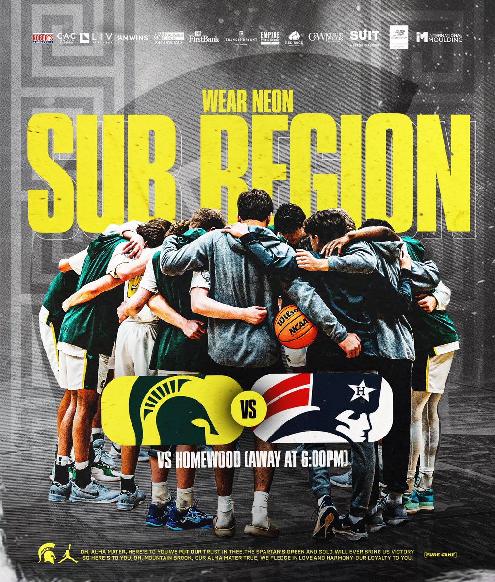 Mountain Brook Hoops (@mtnbrookhoops) on Twitter photo Spartans vs Patriots at Homewood HS 6:00PM #StrengthInNumbers
<a href="/mtnbrookschools/">Mountain Brook Schools</a> <a href="/mbs_athletics/">Mountain Brook Athletics</a> <a href="/SpartanAthFndn/">Spartan Athletic Foundation</a>
Special Thanks to our sponsors especially our Title Sponsor Francis Bryant Construction Spartans vs Patriots at Homewood HS 6:00PM #StrengthInNumbers
<a href="/mtnbrookschools/">Mountain Brook Schools</a> <a href="/mbs_athletics/">Mountain Brook Athletics</a> <a href="/SpartanAthFndn/">Spartan Athletic Foundation</a>
Special Thanks to our sponsors especially our Title Sponsor Francis Bryant Construction