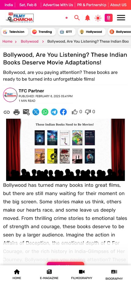 author_nalin's tweet photo. Delighted to share that  our co-authored fiction novel has been chosen as one of the ten books  deserving a Bollywood film adaptation. Grateful to our readers and  co-authors Bharti Girdhar, Sunil Girdhar, and Aparna Singh for their  invaluable contributions. #LotusBrahma https://t.co/CiRUbnAG7i