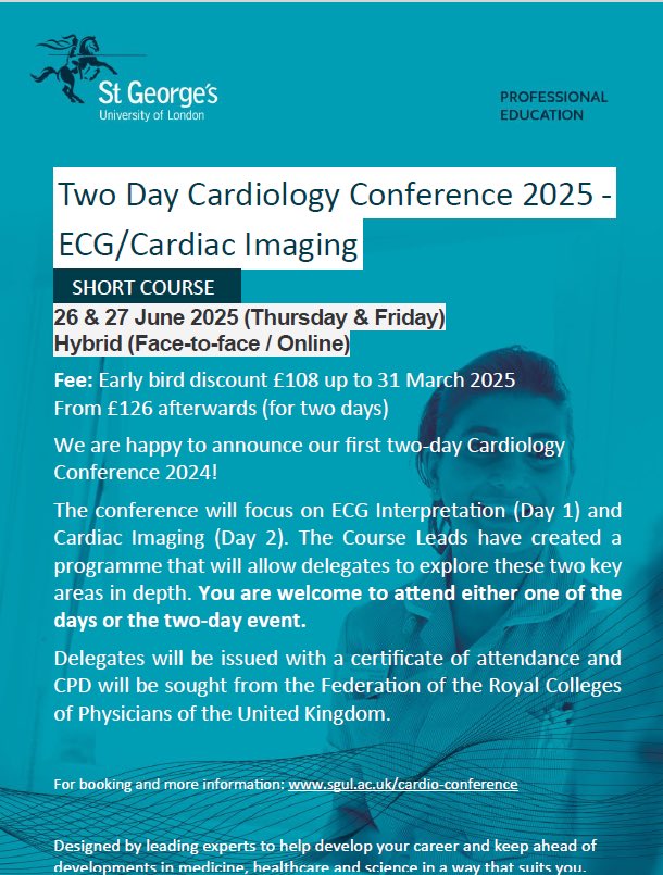EmmanuelAndrou1's tweet image. Our 2 days cardiac course will be on 26/27 of June at @StGeorgesUni. Interested in ECG interpretation and Cardiovascular Imaging in "Athlete's Heart" and Cardiomyopathy? shop.sgul.ac.uk/short-courses/… @MichaelPapadak2 @SSharmacardio @EmmanuelAndrou1
@gherardobis
@MihneaCasian