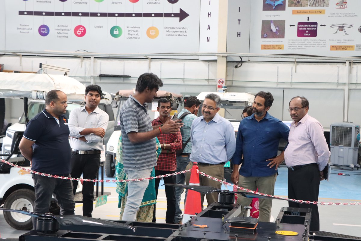 IitTihan's tweet image. Honored to host Dr. Venugopal Shankar (Mahindra &amp;amp; Mahindra) &amp;amp; Dr. Binod Nair (GLOBALFOUNDRIES) at TiHAN, IIT Hyderabad.
We showcased cutting-edge #AutonomousNavigation, UAVs, and UGVs  through live demos.

@IITHyderabad @IndiaDST @MahindraRise @GLOBALFOUNDRIES
