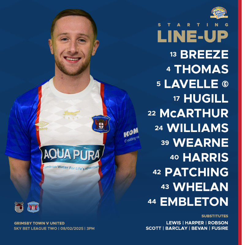 officialcufc's tweet photo. 🔵 Your Blues at Blundell Park.

Team news sponsored by @StanwixPark. https://t.co/v8hvPy1XQp