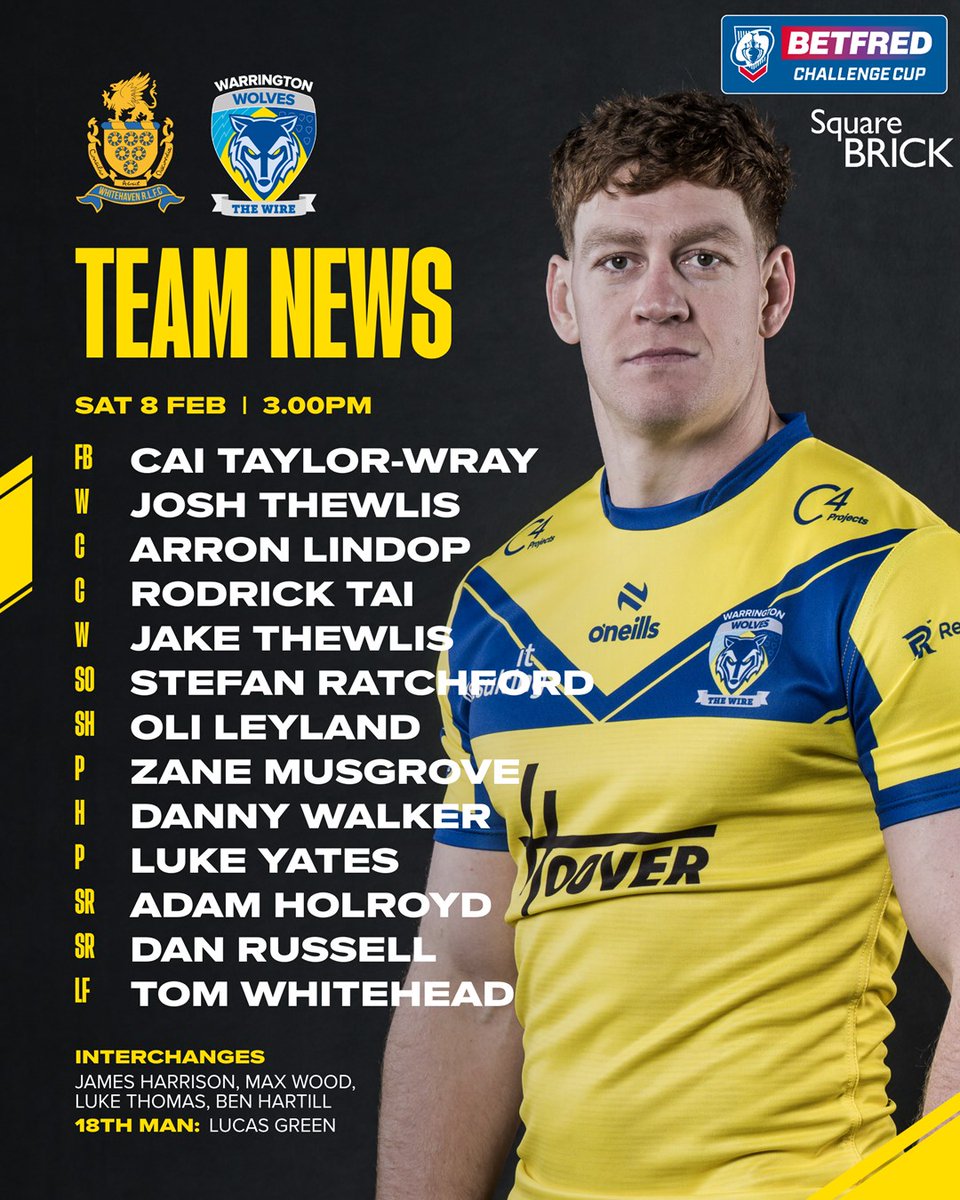 📋 TEAM NEWS | Today's line-up for our 3rd Round tie against Whitehaven