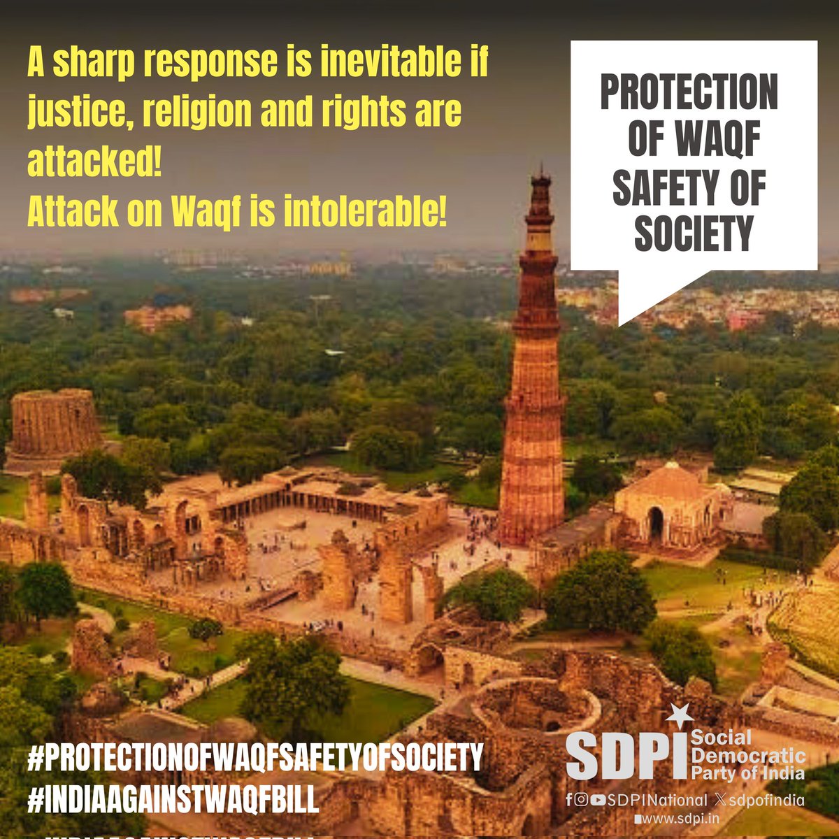 sdpofindia's tweet image. A sharp response is inevitable if justice, religion and rights are attacked! Attack on Waqf is intolerable! 
#ProtectionOfWaqfSafetyOfSociety
#IndiaAgainstWaqfBill