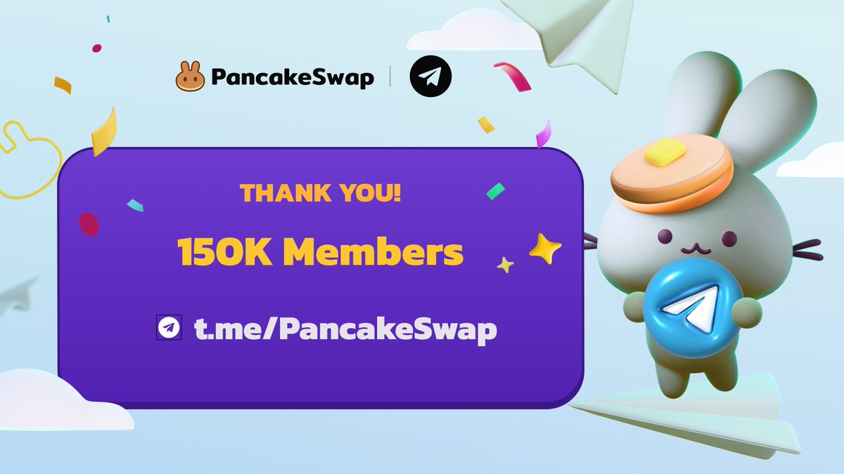 🥞 150,000+ members and growing! 🎉

Our PancakeSwap Telegram community has officially surpassed 150K members! A huge thank you to everyone who makes this space the go-to hub for DeFi!

Come join the conversation and be part of the journey! 👇
🔹 t.me/PancakeSwap