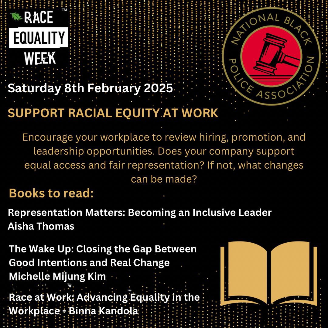 Day 6- Support Racial Equity at Work 

#raceequalityweek  #WorkplaceInclusion 
#DiversityMatters  #RacialJustice 
#EveryActionCounts #RaceEqualityMatters #NBPA #staffassociations #staffnetworks