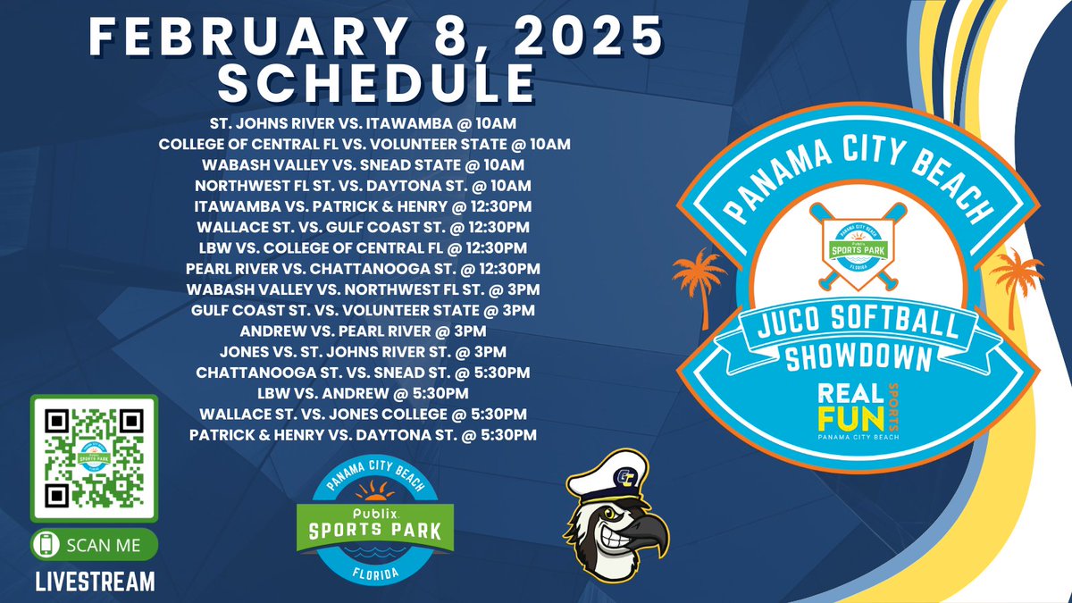 Day 2 of the 2025 Panama City Beach JUCO Softball Showdown
Livestream: playpcb.sportschannel.media