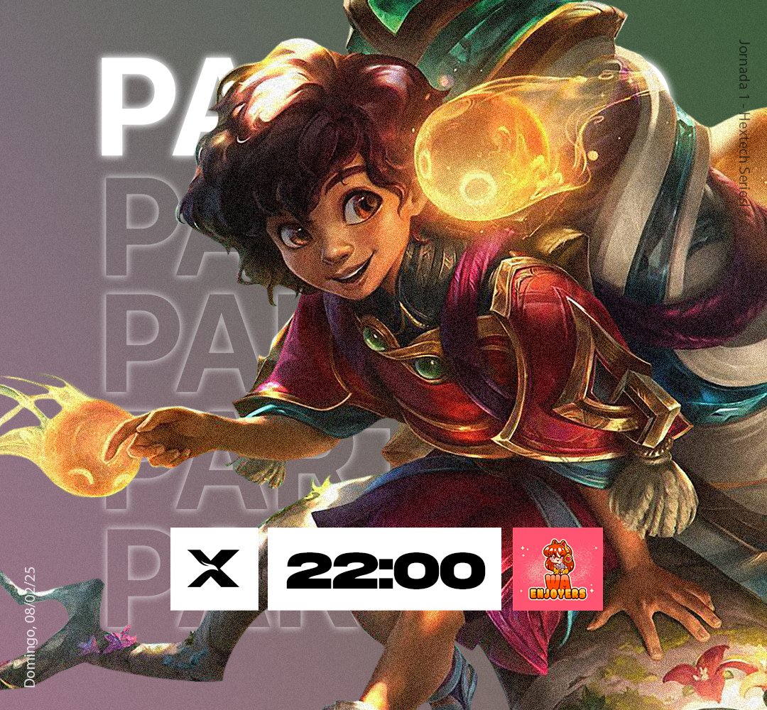 Mañana nuestro primer partido oficial en la Hextech. 
✨Jugamos vs WA Enjoyers.✨
¡Vamos con todo a por la victoria!