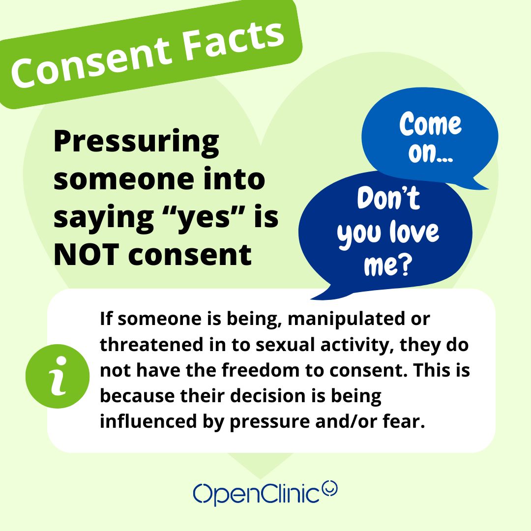 On the lead up to Valentine's Day, we're reminding everyone of some key consent facts ❤️ 

FACT:  Pressuring someone into saying “yes” is NOT consent ❌

Read more about sex and consent on <a href="/BrookCharity/">Brook🏳️‍🌈</a>'s website: orlo.uk/OcGkm