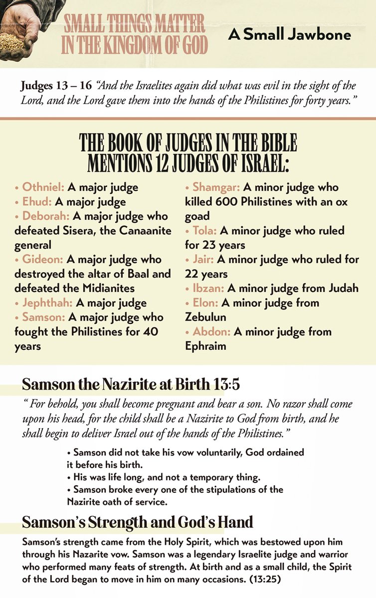 jccelgin's tweet image. #TeachingGuide | Small Things Matter in the Kingdom of God » A small jawbone | 02-09 #February #God #Elgin