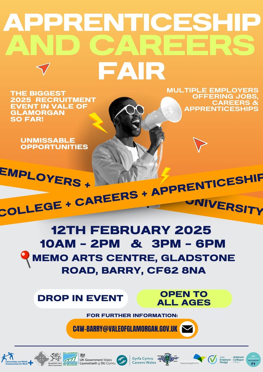 Cardiff and Vale College | Coleg Caerdydd a’r Fro (@cavc) on Twitter photo Join us at the Apprenticeship and Careers Fair on 12th February at the Memo Arts Centre in Barry!
Discover amazing opportunities, get inspired, and take the first step toward an exciting future…
<a href="/BarryMemo/">Memo Arts Centre</a> Join us at the Apprenticeship and Careers Fair on 12th February at the Memo Arts Centre in Barry!
Discover amazing opportunities, get inspired, and take the first step toward an exciting future…
<a href="/BarryMemo/">Memo Arts Centre</a>