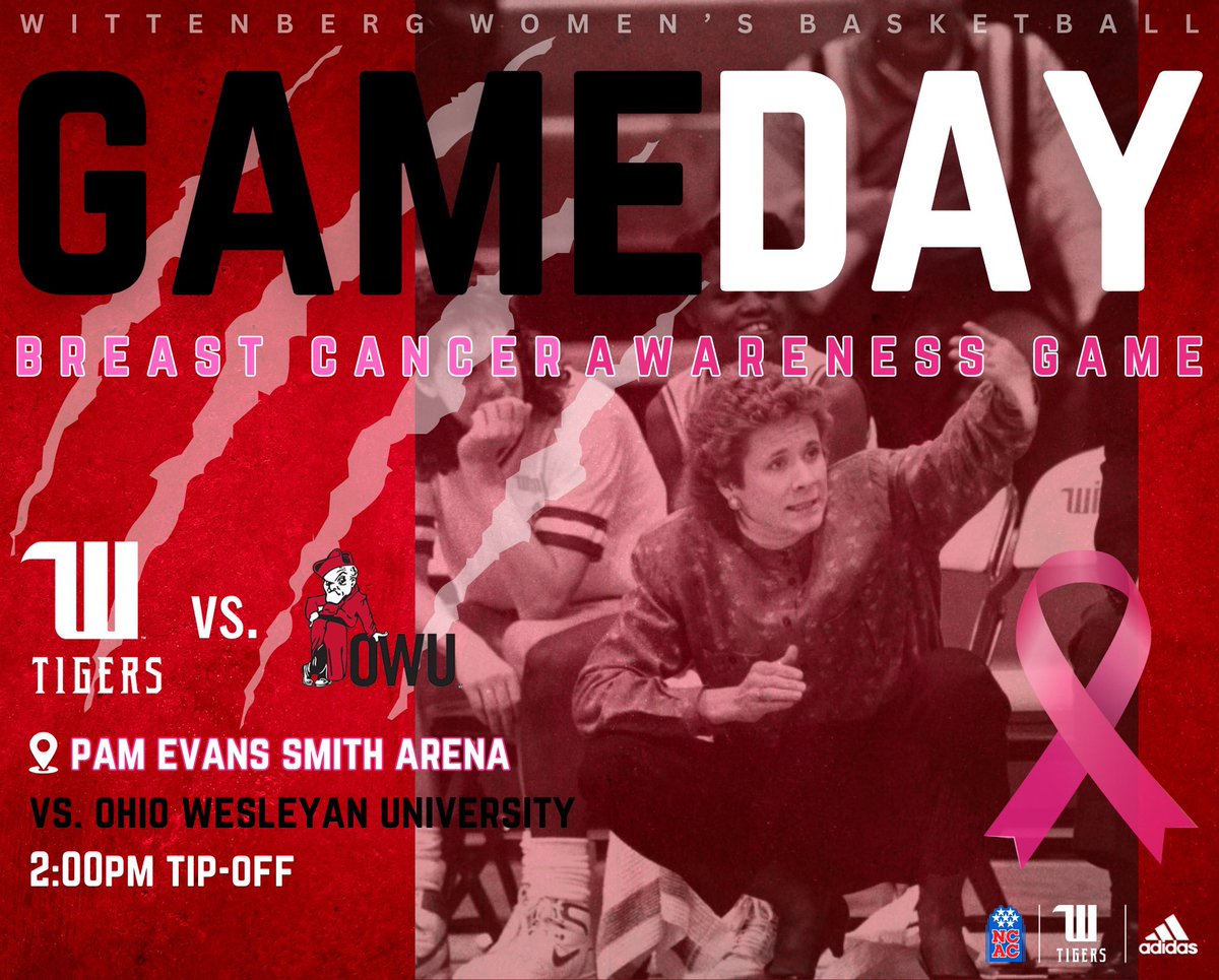 It’s GAME DAY!! Today we are hosting our annual Breast Cancer Awareness Game! We tip-off against the Bishops of Ohio Wesleyan University at 2:00pm! Wear your pink!! 🩷 #TigerUp #Sisterhood

📈: wittenbergtigers.com/sports/wbkb/20…
📺: tigersportsnetwork.com
🩷: kayyow.com