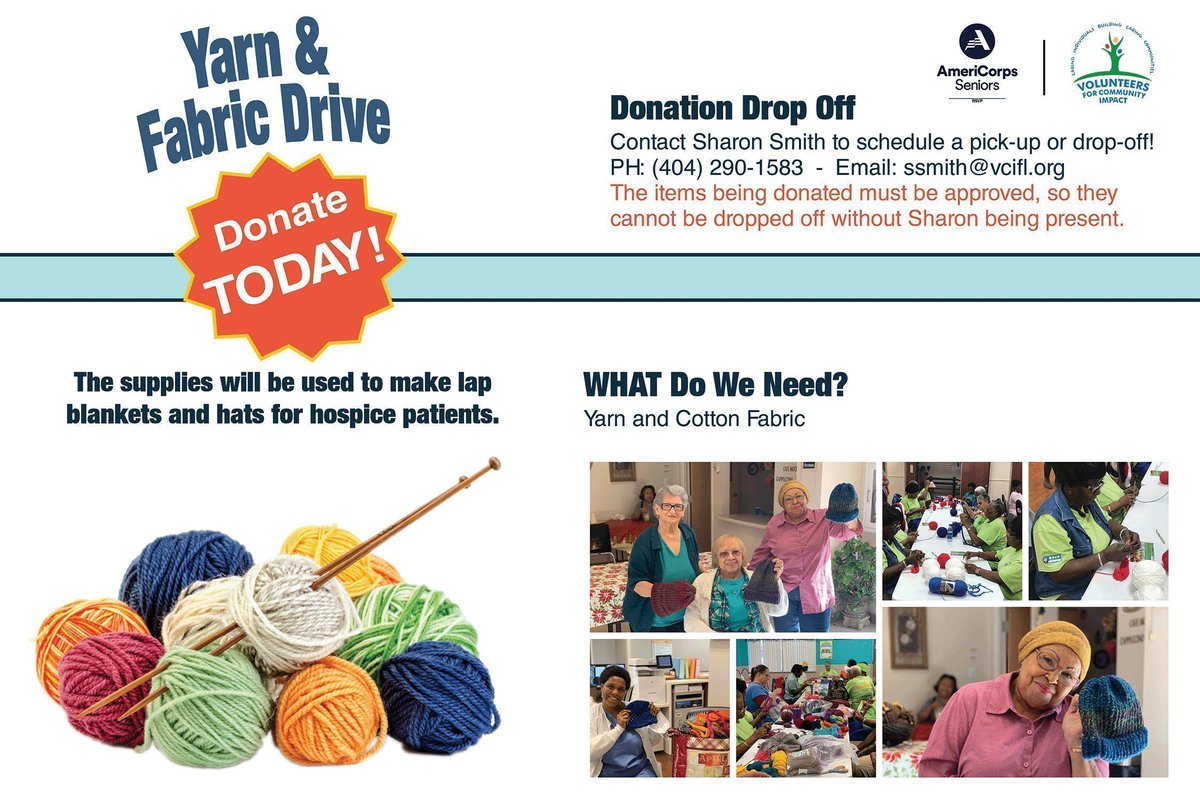 Give the gift of fabric to our great RSVP Program! 

Do you have extra fabric? Join our fabric drive! We need fabric!
Contact Sharon to ask how you can donate at ssmith@vcifl.org.