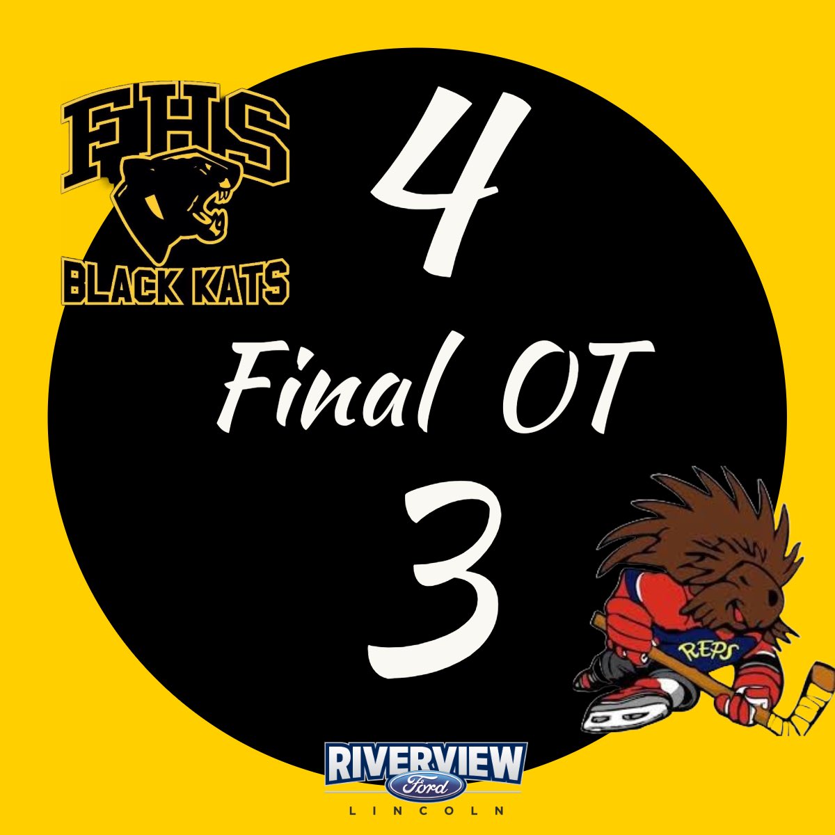 🚨Black Kats Win🚨 

The win last night vs CDJ in overtime has secured 1st place in the western conference. We will begin playoffs with home ice advantage. Our final regular season game is Sunday at 5:45pm vs LHHS at the Willie O’Ree