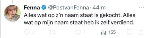 criticalfox71's tweet photo. @vivscontent @EvaReports @PostvanFenna 

Gekocht waarmee Fenna? Het geld dat hij zelf verdiend heeft met zijn ondernemerschap?

#ElonMusk #Musk #PostvanFenna #Fenna #FennaPosthuma https://t.co/TVDb38SBOJ