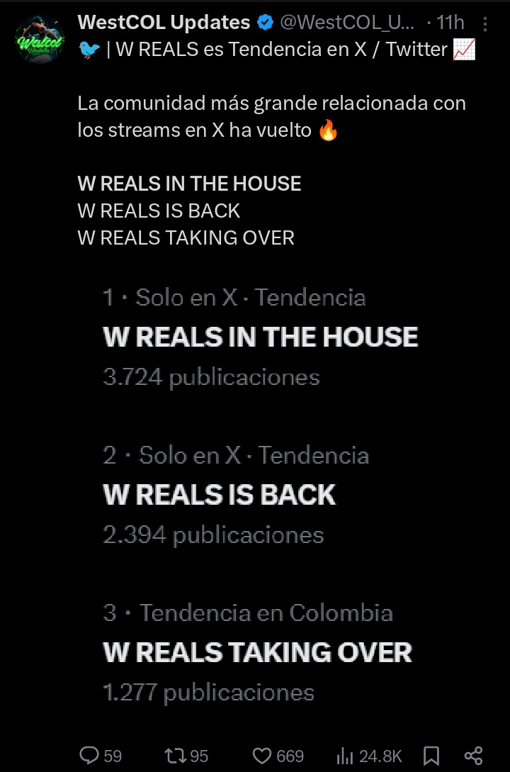 porqueTcol's tweet photo. "w reals in the house" 🇨🇴
La comunidad del streamer @WestCOL 🖥️ desde ayer se ha estado posicionando como tendencia en @X. https://t.co/k8mgt489oK