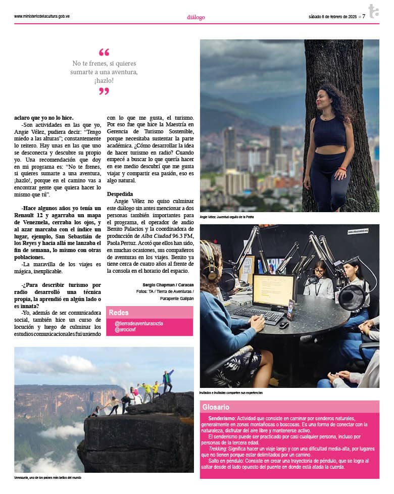 Alba Ciudad 96.3 FM 📻🇻🇪🎶 (@albaciudad) on Twitter photo ¿Ya viste la entrevista que los compañeros de <a href="/Todasadentro1/">Todasadentro</a> realizaron a nuestra coordinadora de prensa, Angie Vélez, por su programa #TierraDeAventuras? Síguela en Instagram en la cuenta tierradeaventurasvzla o sintonízala todos los jueves a las 10:00 a.m. en nuestra emisora ¿Ya viste la entrevista que los compañeros de <a href="/Todasadentro1/">Todasadentro</a> realizaron a nuestra coordinadora de prensa, Angie Vélez, por su programa #TierraDeAventuras? Síguela en Instagram en la cuenta tierradeaventurasvzla o sintonízala todos los jueves a las 10:00 a.m. en nuestra emisora