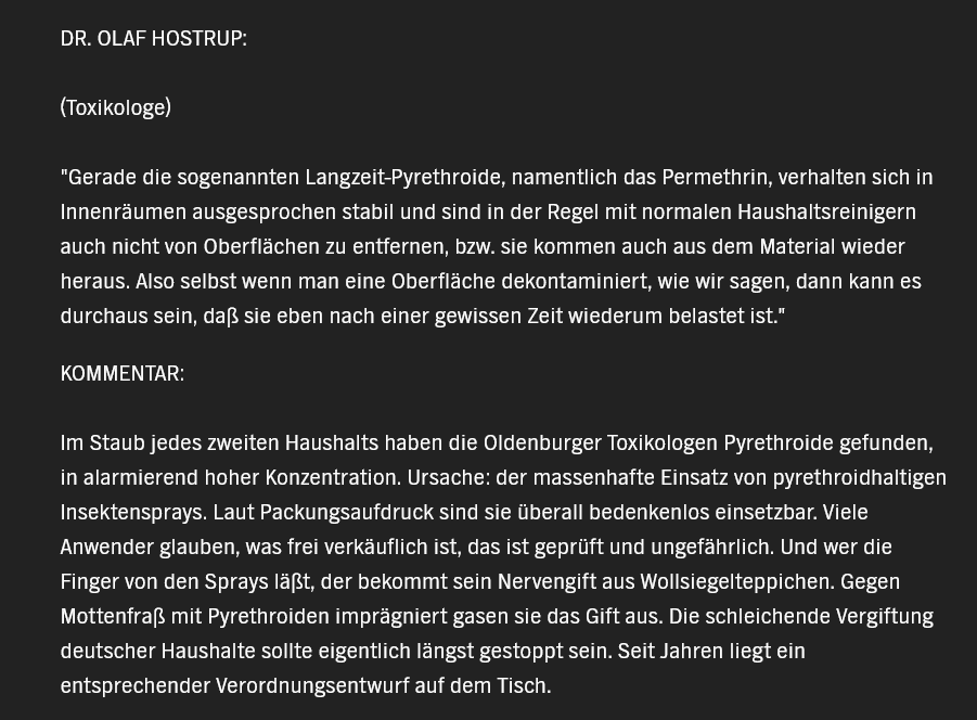 Alranshen's tweet image. Ich bin  #Pyrethroid-Geschädigter. Was d für heimtückisches Zeug ist, war 1998 umfangreich bekannt. Erst 2025 wurde 1 Verbot zum freien Verkauf durchgesetzt. Ich hoffe, es wird bei #MECFS &amp;amp; #LongCovid nicht so lange dauern &amp;amp; man lernt aus Versäumnissen.
ndr.de/fernsehen/send…