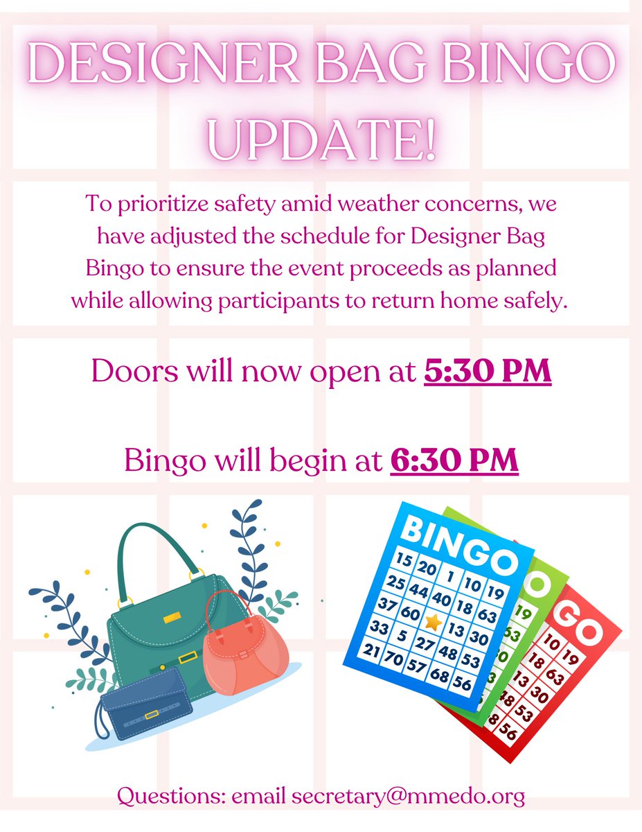 Ashley Jaye (@ajayeart) on Twitter photo Designer Bag Bingo, tonight at Edgar Middle School! Please note updated times due to weather.<a href="/MSD_Caputo/">Vincent Caputo</a> <a href="/DrTaniaHerzog/">Tania Herzog</a> <a href="/PrideOfMetuchen/">Pride of Metuchen</a> <a href="/MHS_Orchestras/">Metuchen Orchestras</a> <a href="/MrFlynnCESBand/">CES Band</a> <a href="/MetuchenJazz/">Metuchen High School Jazz</a> <a href="/Metuchen_CG/">Metuchen HS Colorguard</a> <a href="/Metuchenvocalm1/">Metuchenvocalmusic</a> <a href="/EMS_Guitar/">EMS_Guitar</a> <a href="/Mr_Peckhardt/">Chris Peckhardt</a> <a href="/ces_music/">CES Music๐ต</a> @MHSPorowski <a href="/E_M_S_Principal/">Suzy Azevedo</a> Designer Bag Bingo, tonight at Edgar Middle School! Please note updated times due to weather.<a href="/MSD_Caputo/">Vincent Caputo</a> <a href="/DrTaniaHerzog/">Tania Herzog</a> <a href="/PrideOfMetuchen/">Pride of Metuchen</a> <a href="/MHS_Orchestras/">Metuchen Orchestras</a> <a href="/MrFlynnCESBand/">CES Band</a> <a href="/MetuchenJazz/">Metuchen High School Jazz</a> <a href="/Metuchen_CG/">Metuchen HS Colorguard</a> <a href="/Metuchenvocalm1/">Metuchenvocalmusic</a> <a href="/EMS_Guitar/">EMS_Guitar</a> <a href="/Mr_Peckhardt/">Chris Peckhardt</a> <a href="/ces_music/">CES Music๐ต</a> @MHSPorowski <a href="/E_M_S_Principal/">Suzy Azevedo</a>