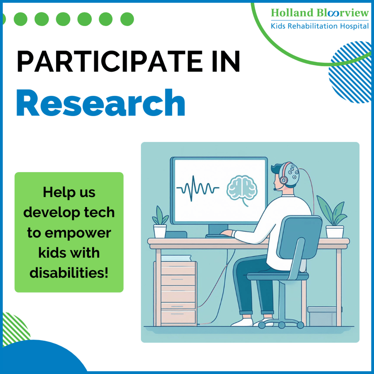 Help us develop brain-controlled tech for kids with disabilities!  Join our study where you will try controlling a computer using your brainwaves, eyes, &amp; facial expressions. Children (8+) &amp; adults can participate! Learn more! 🧠🕹️ bit.ly/40oofh4