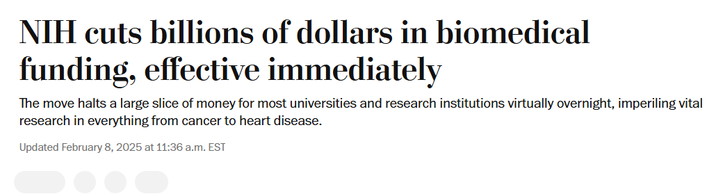 The political press is failing to communicate that Trump is implementing an incredibly radical secret agenda he absolutely did not campaign on, only unveiled post-inauguration. 

He lied about all of this: No one voted to impose devastating cuts on cancer and health research.