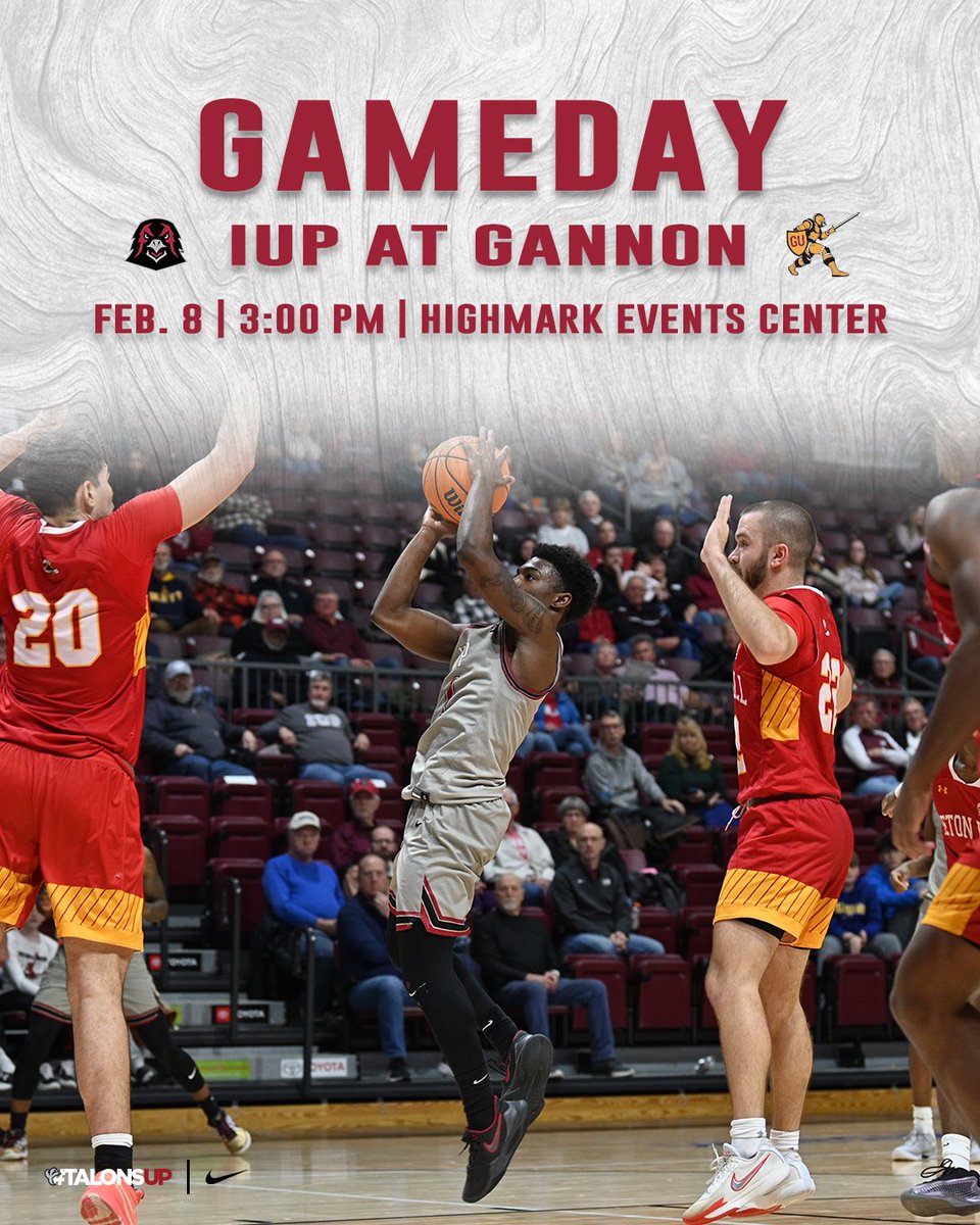 It’s Game Day! We travel to Erie for a rematch against the Golden Knights!

🆚| Gannon (3:00 pm)
🏟️| Highmark Events Center
🎥| tinyurl.com/3wzk8ydc 
📊| tinyurl.com/mub299kb  

#TalonsUp