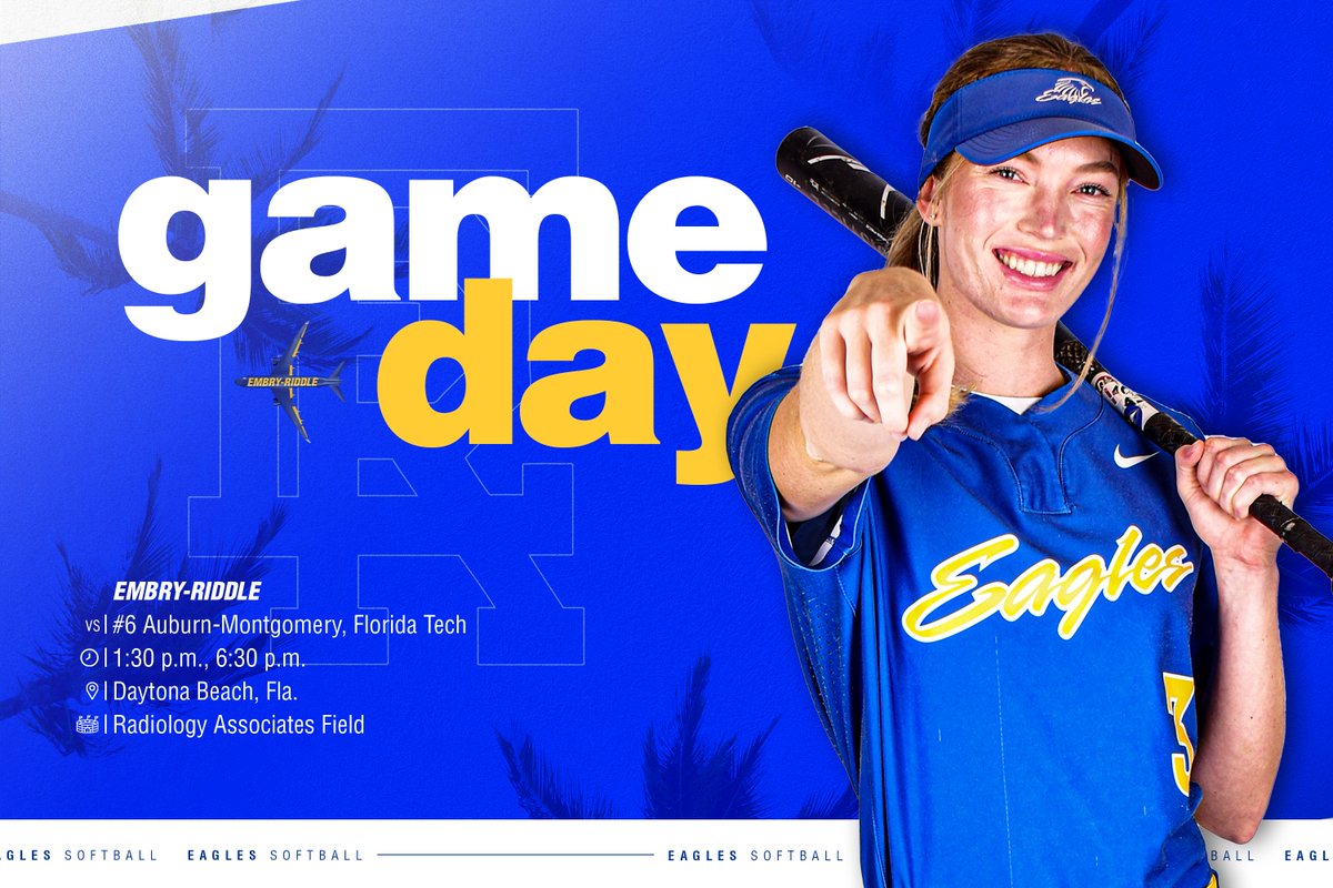 Let's keep it rolling!

🦅🆚 #6 Auburn-Montgomery, Florida Tech
⏰1:30 PM, 6:30 PM
📍Daytona Beach, Fla.
🏟️Radiology Associates Field
💻erauathletics.com/live
📊eraustats.com

#Team13 #GoERAU #DaytonasHometownTeam