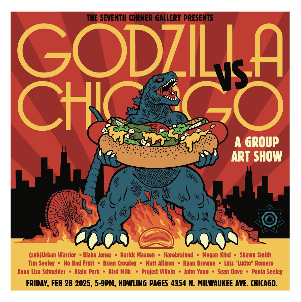 Harebrained- c2E2 #1383 (@harebrainedinc) on Twitter photo If you like Godzilla or Chicago or Godzilla attacking Chicago, you should check out this <a href="/seventh_corner/">The Seventh Corner</a> group art show happening at the end of Feb.
Coincides with the release of a comic book that shares the very same name! Art by <a href="/BirdMilk_/">Bird Milk</a> <a href="/HackinTimSeeley/">Tim Seeley</a> <a href="/RyanBrowneArt/">Ryan Browne?</a> If you like Godzilla or Chicago or Godzilla attacking Chicago, you should check out this <a href="/seventh_corner/">The Seventh Corner</a> group art show happening at the end of Feb.
Coincides with the release of a comic book that shares the very same name! Art by <a href="/BirdMilk_/">Bird Milk</a> <a href="/HackinTimSeeley/">Tim Seeley</a> <a href="/RyanBrowneArt/">Ryan Browne?</a>