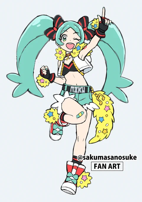 【ファンアート/FAN ART】ぼくのかんがえたかわいい初音ミクちょっとデザインいじった版#初音ミク 