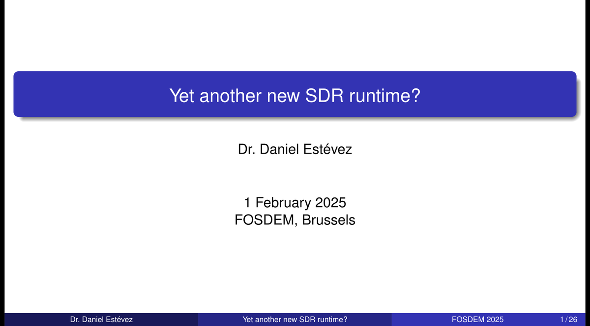 ea4gpz's tweet image. The recording for my #FOSDEM talk &quot;Yet another new SDR runtime?&quot; is now up. In this talk I speak about high-performance SDR runtimes in embedded systems, and present an experimental runtime I have been writing in Rust.