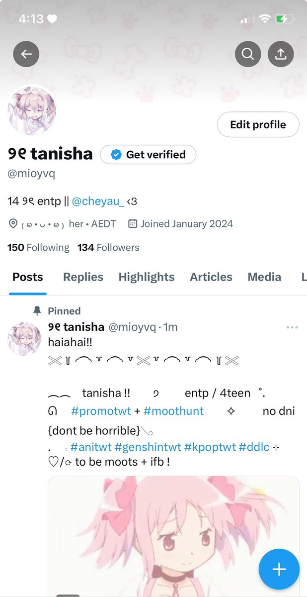 mioyvq's tweet photo. rip madoka profile, was cute while it lasted😓 https://t.co/c8H0hXYxZ2