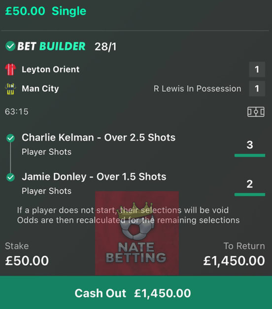 NateBetting's tweet photo. BOOOOOOOMMMMMMMM!!!! 💣✅

50/1 ✅
28/1 ✅

LEYTON ORIENT DELIVER AGAINST MAN CITY 🔥

£100 GIVEAWAY IN MY FREE TELEGRAM! 💎

LIKE + REPOST TO ENTER ❤️♻️

REPLY WHEN DONE! 🤝

JOIN BELOW ⤵️
https://t.co/C0M6hNPVQz
