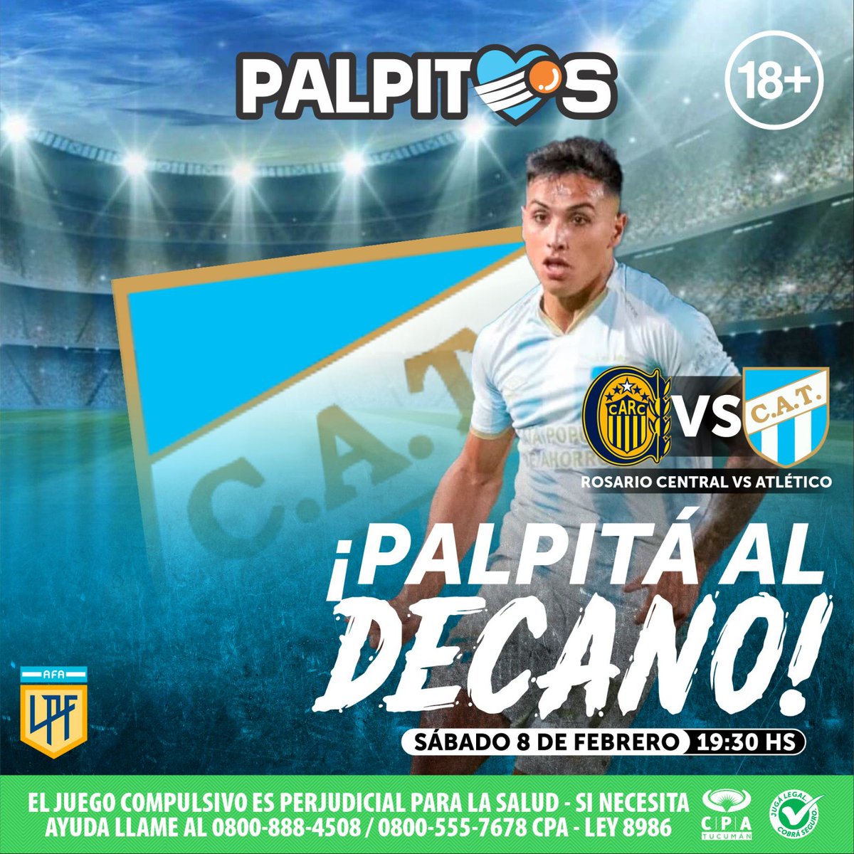 ¡Juega el #Decano en la #LigaProfesional! ⚽🙌🏻 #Atlético se mide ante #RosarioCentral. Hacé tu jugada en <a href="/Palpitosok/">Pálpitos</a> ➡️ lc.cx/b14nno