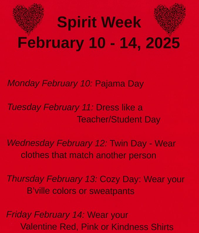 Next week is Spirit Week! ❤️ 🖤
